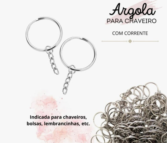 Argola para chaveiro com corrente 2 cm - 1.000 unidades